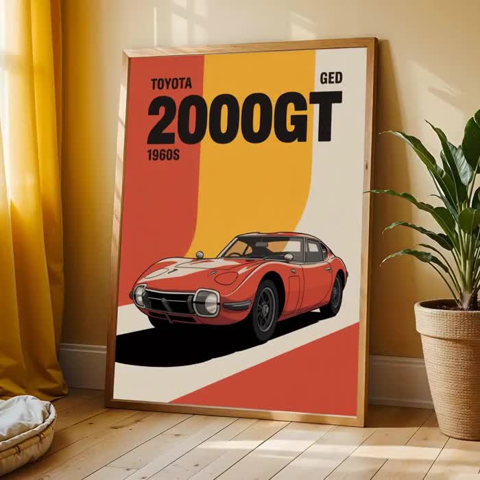 Toyota 2000GT Poster: 1960s Retro Car Art, Red & Orange - Etsy
